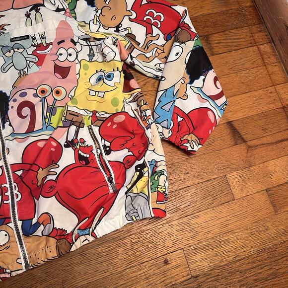 Members Only Nickelodeon Windbreaker Jacket 90’s Cartoon Mash Print Size Medium - Picture 10 of 15